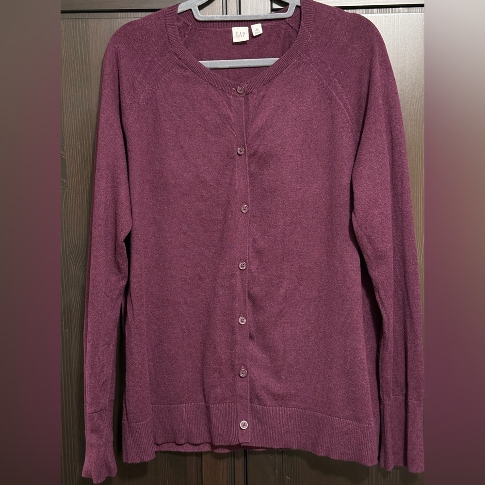 Gap size XL crewneck cardigan. Heathered plum. Like new.